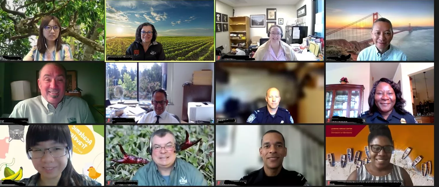 A group of people on a Zoom call. 