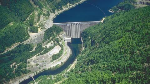 Ab aerial view of the Detroit Dam.