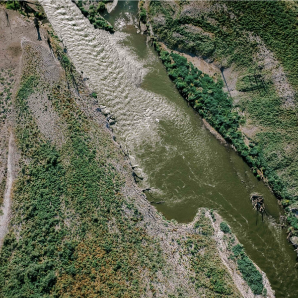 An aerial view of the Klamath river.